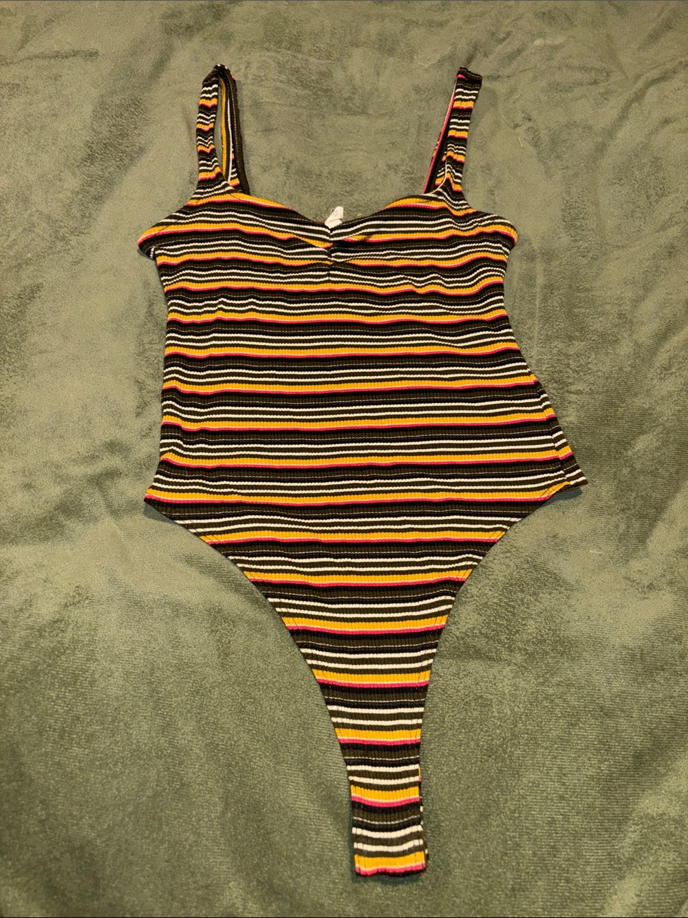 Striped Multicolor thong bodysuit